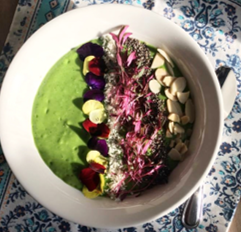 Green Smoothie Bowl with Pea Shoots