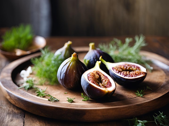 Roasted Figs with Lemon Basil and Fennel Microgreens