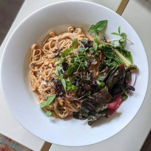 Peanut Soba Noodles with Basil Microgreens