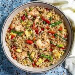 Shrimp fried rice in a bowl