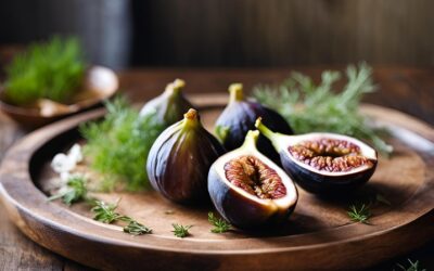 Roasted Figs with Lemon Basil and Fennel Microgreens